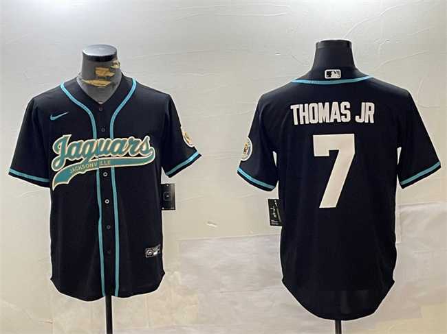 Men's Jacksonville Jaguars #7 Brian Thomas Jr Black With Patch Cool Base Stitched Baseball Jersey,We sell and wholesale Men's Jacksonville Jaguars #7 Brian Thomas Jr Black With Patch Cool Base Stitched Baseball Jersey on line form chian!